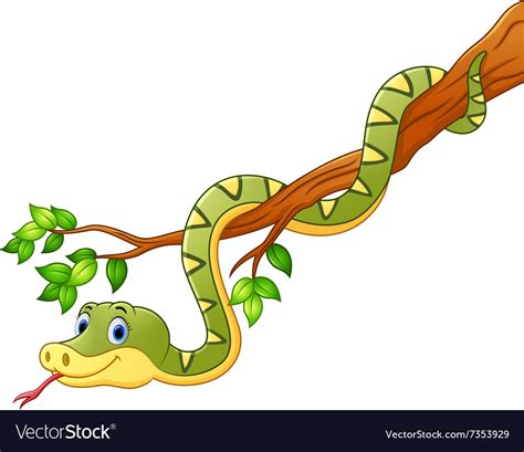 Find & download free graphic resources for snake cartoon. Cartoon green snake on branch Royalty Free Vector Image