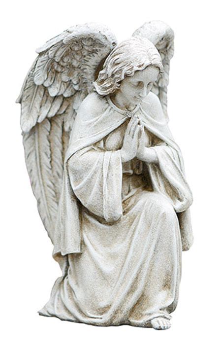 Kneeling Praying Angel Outdoor Garden Statue 12 Inch Stone Resin Mix