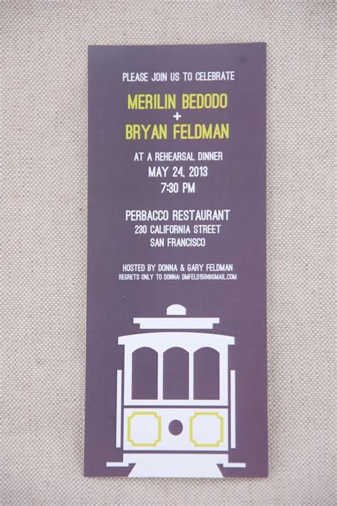 Custom Invitation San Fransisco Cable Car Rehearsal Dinner Invitation Custom Invitations