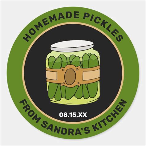 Custom Homemade Pickles Jar Food Labels Zazzle