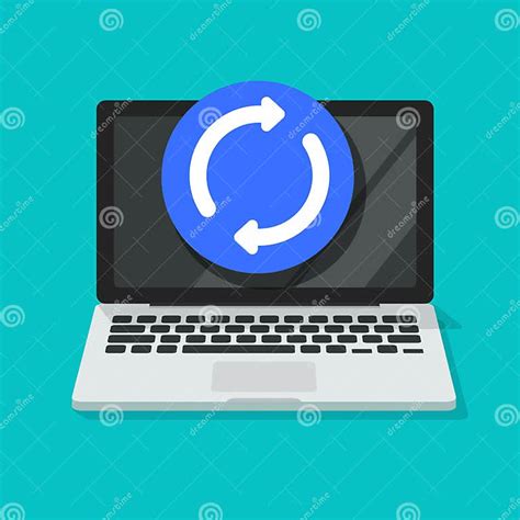 Computer Updating Or Upgrading Process Vector Icon Flat Cartoon Laptop