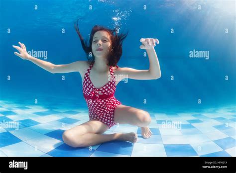 Funny Girl Swimming Diving In Blue Pool With Fun Jumping 19 Min