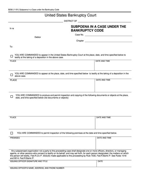 Us Bankruptcy Court Subpoenas Form Fill Out And Sign Printable Pdf