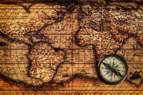 Old Vintage Compass On Ancient Map Stock Image Everypixel
