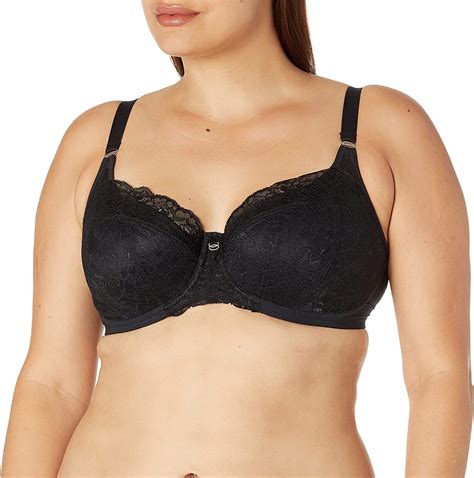 Elomi Womens Plus Size Brianna Underwire Padded Half Cup Black 42h