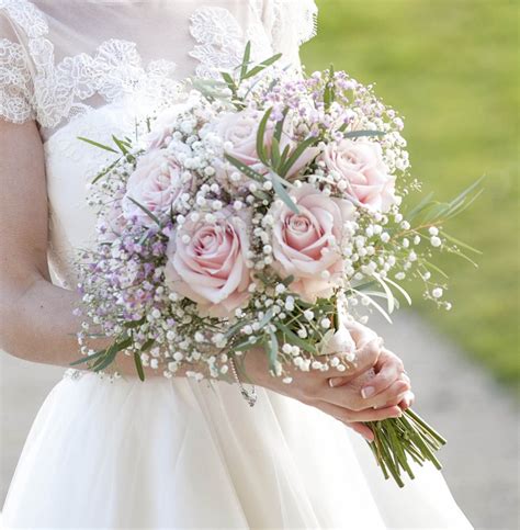 Wedding Bouquet Rose And Gypsophila Bouquet Pink Roses And Baby S