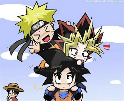 Luffy Naruto Yami And Goku Chibi Dragon Anime Chibi Anime Crossover