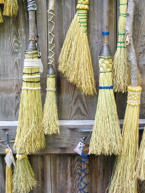 Handmade Old Fashioned Brooms For Sale At Broom House Stock Image