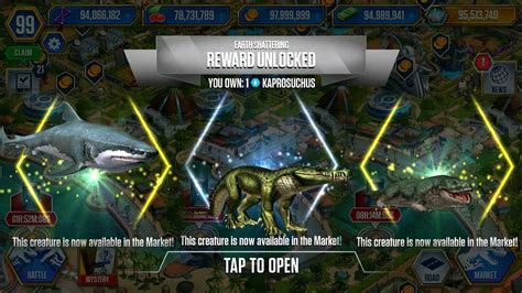 KAPROSUCHUS MEGALODON MICROPOSAURUS UNLOCKED JURASSIC WORLD THE GAME YouTube