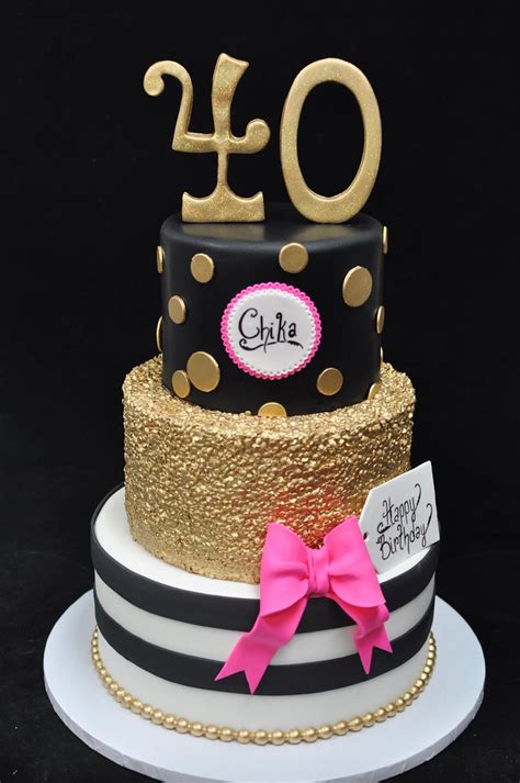 Pink And Black 40th Birthday Cakes Birthday Cake Images
