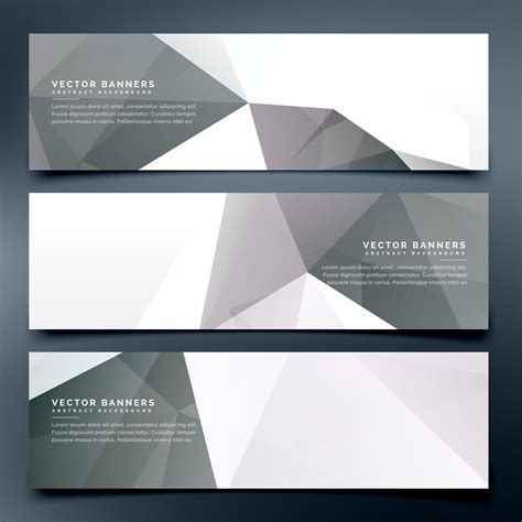 Abstract Low Poly Header Banners Set Background Download Free Vector