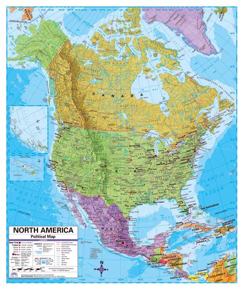 Political Map Of North America With Relief Roads And Major Cities