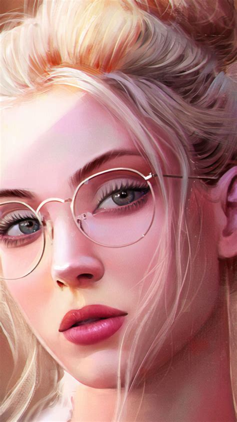 Download Wallpaper Girl Art Blue Eyes Bokeh Lips Face Blonde Digital Art Section Art In