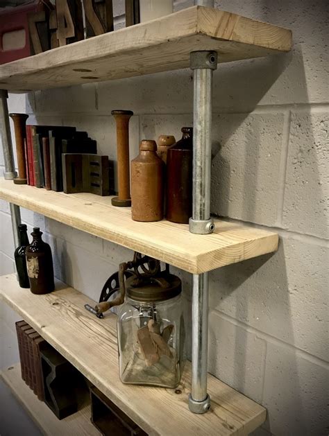 Pipe And Reclaimed Wood Scaffold Board Industrial Galv Bookcase 4 Feet