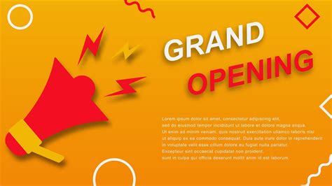 Grand Opening Banner Template Design With Megaphone And Typography On