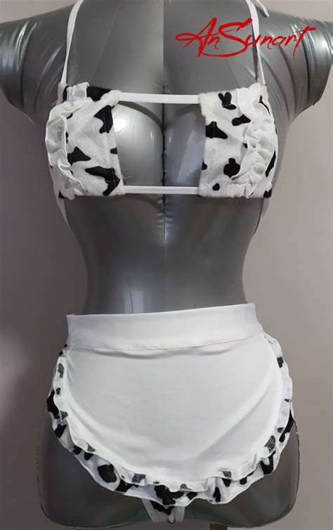 New Cow Cosplay Costume Maid Tankini Bikini Swimsuit Anime Etsy