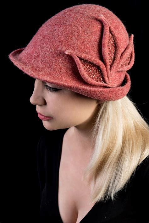 felted cloche wool hat etsy