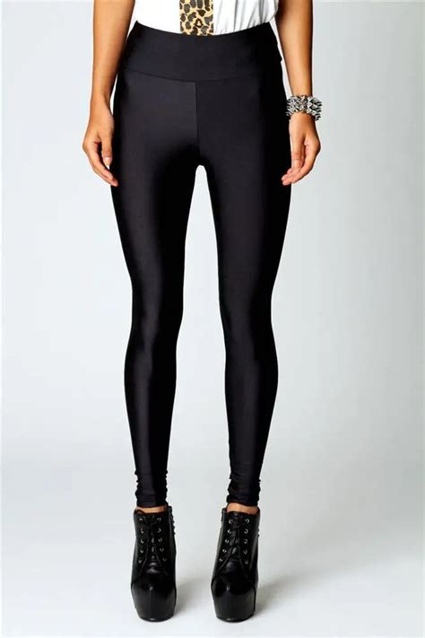 Free Shipping Hot Sale New Fashion Women High Waist Stretch Skinny Shiny Spandex Leggings Black