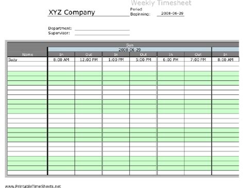 Weekly Multiple Employee Timesheet 3 Work Periods Printable Time Sheet