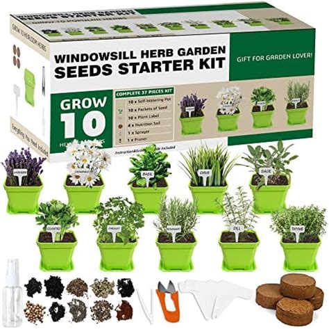 Herb Grow Kit 10 Herb Seeds Garden Starter Kit Complete Potted Plant