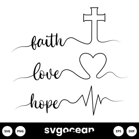Faith Love Hope Svg Vector For Instant Download Svg Ocean — Svgocean