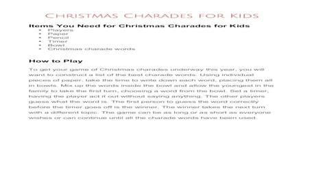 Pdf Christmas Charades For Kids Bonbon Breakchristmas Charades