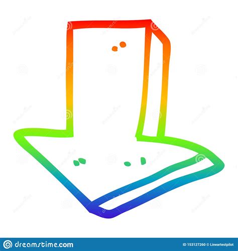 a creative rainbow gradient line drawing cartoon arrow pointing direction stock vector
