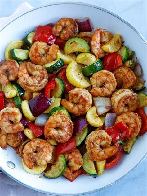 Shrimp And Vegetable Skillet Recipe Seafood Recipes Healthy Health