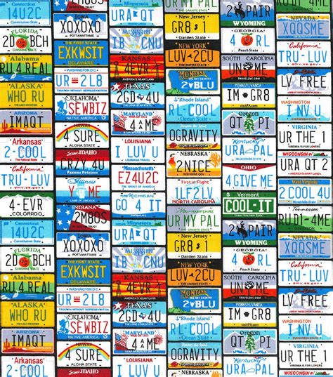 Novelty Cotton Fabric State License Plates Joann
