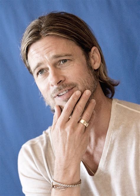 Brad Pitt Male Actor Celeb Hands Fingers Powerful Face Beard