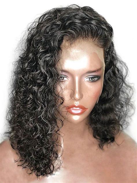 2019 Medium Inclined Bang Curly Synthetic Lace Front Wig