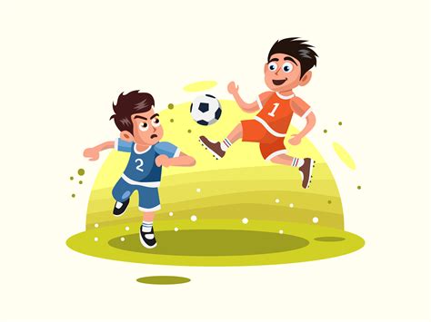 Two Kids Playing Soccer Vector Illustration Kids Playing Children