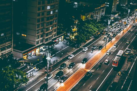 Aerial View Of City Street During Nighttime · Free Stock Photo
