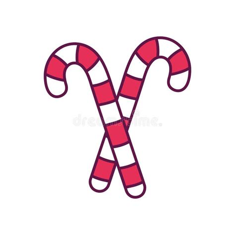 Crossed Candy Canes Decoration Merry Christmas Icon Stock Vector Illustration Of Dead Vector