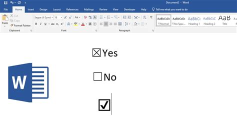 How To Insert Check Box Into Ms Word And Change The Symbol To Check