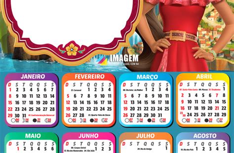 Calendário 2023 Elena De Avalor Moldura Png Para Foto Montagem Imagem Legal