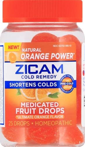 Zicam Medicated Orange Flavor Cold Remedy Fruit Drops 25 Ct Fred Meyer