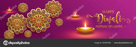 Diwali Deepavali Dipavali Festival Lights India Gold Diya Patterned