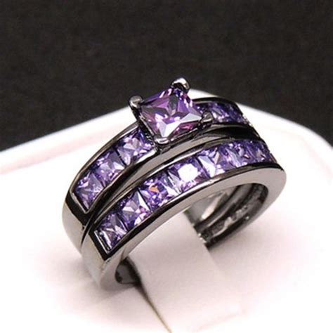 Pin By Srinithi Sampath On Ring Purple Wedding Ring Set Purple