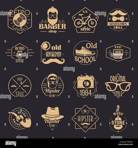 Hipster Logo Vintage Icons Set Simple Style Stock Vector Image And Art