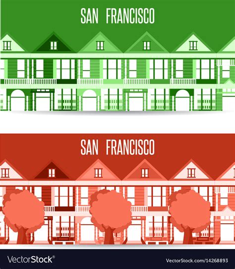 San Francisco Landmarks Horizontal Flat Design Vector Image