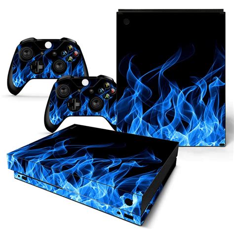 Blue Fire Cool Design Skin Sticker For Xbox One X Console In Stickers