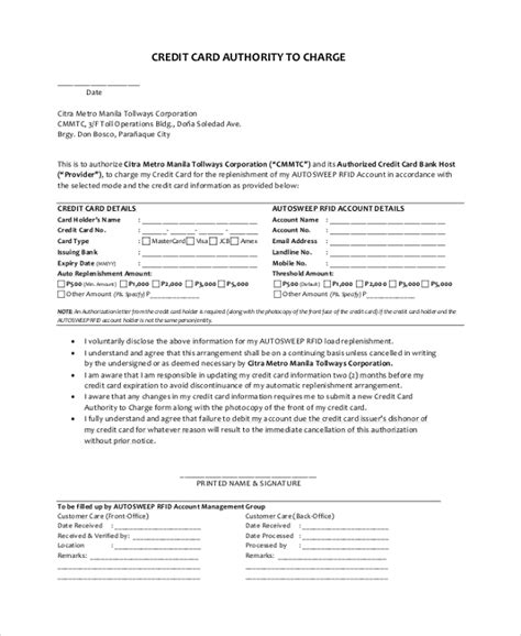 Free 8 Sample Credit Card Authorization Letter Templates In Pdf Ms Word