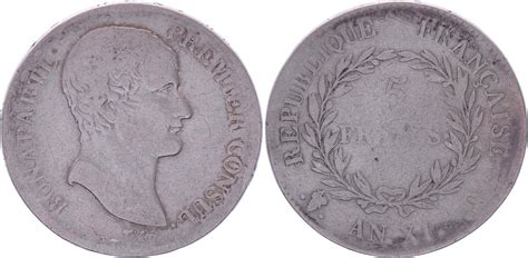 Coin France 5 Francs Napoleon First Consul An Xi Q Perpignan Vg To F