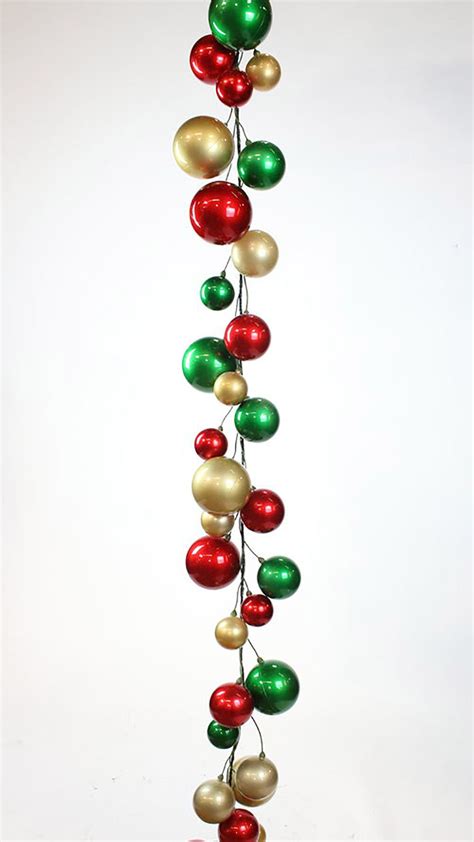 Red Gold And Emerald Green Ball Garland 10 Garland Christmas