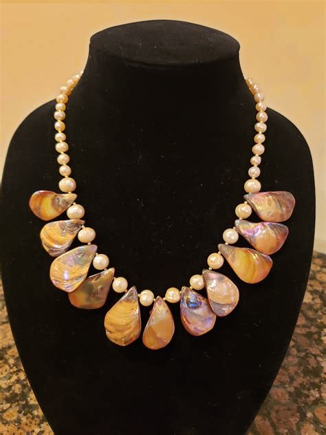 Freshwater Pearl And Shell Necklace Made To Order Etsy India