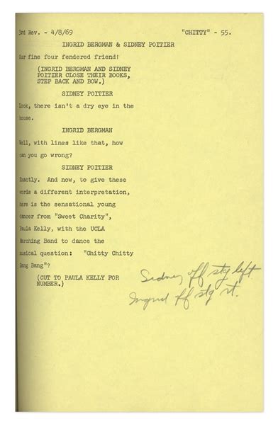 Lot Detail Script For The 1969 Academy Awards With Dialogue Of
