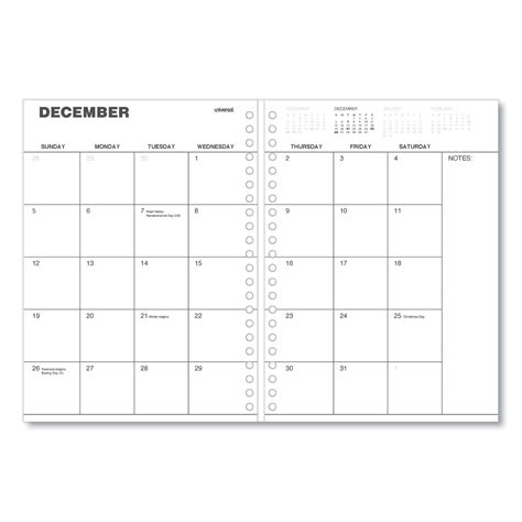 Universal® Monthly Planner 11 X 8 Black Cover 14 Month Dec 2022