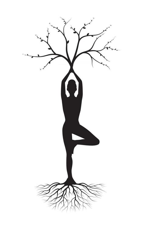 Download Yoga Asana Silhouette Tree Pose Isolated On The White