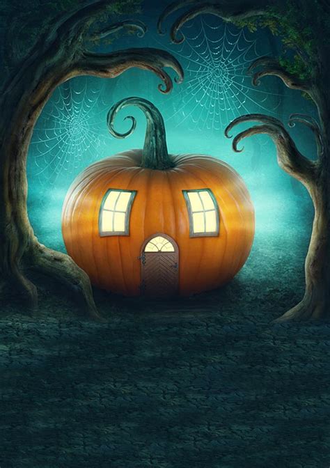 New Halloween Pumpkin House Theme Photography Backdrop Sale